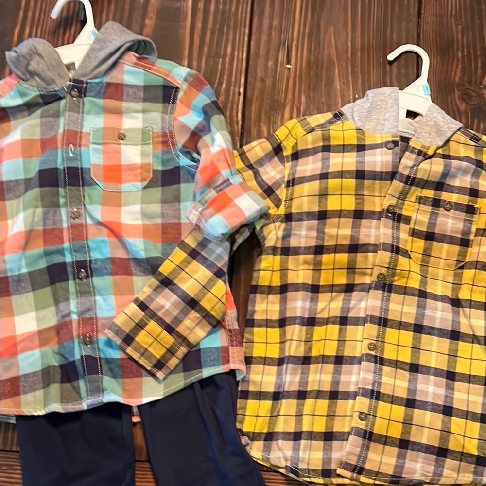 Plaid Kids Shirts - Multicolor and Yellow